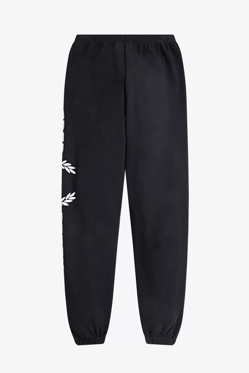 pantaloni da donna in felpa con logo grafico fred perry neri