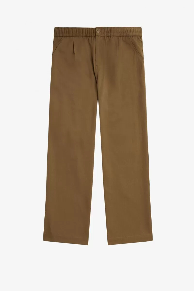 pantaloni da uomo con coulisse a gamba larga fred perry marroni