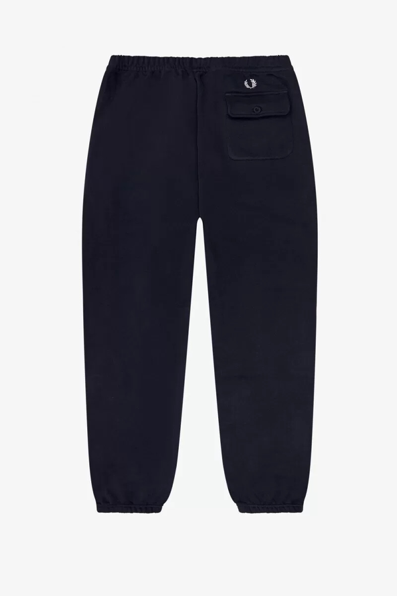 pantaloni da uomo in felpa con dettagli tascabili fred perry blu navy