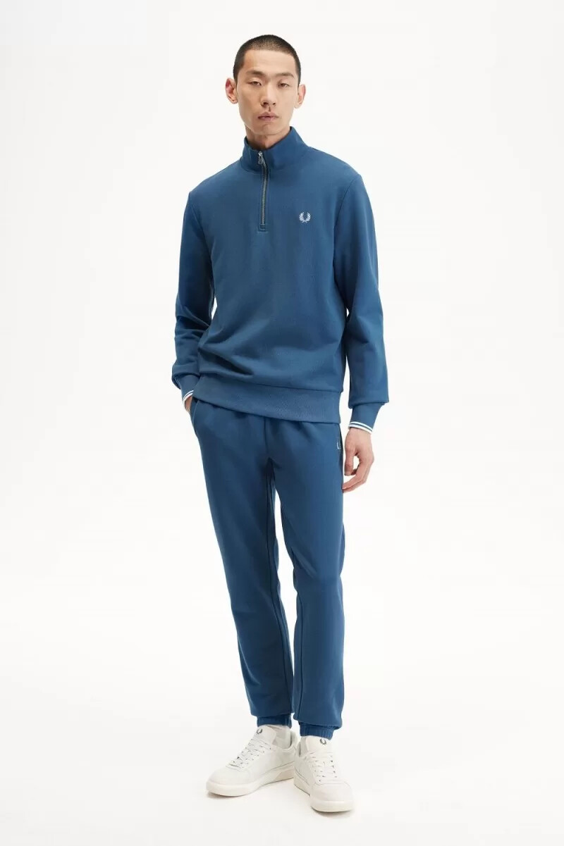 pantaloni da uomo fred perry loopback sweat blu notte chiaro acquamarina