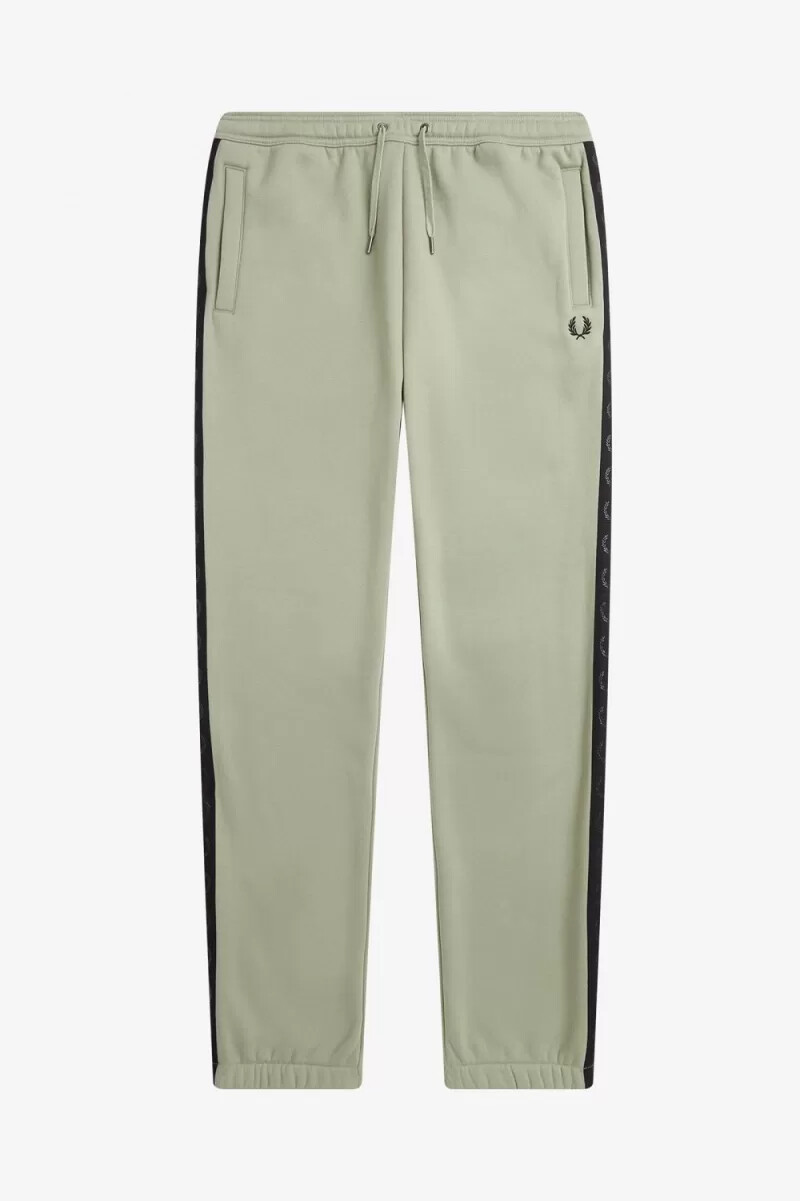 pantaloni da uomo in felpa con nastro in rilievo fred perry color menta