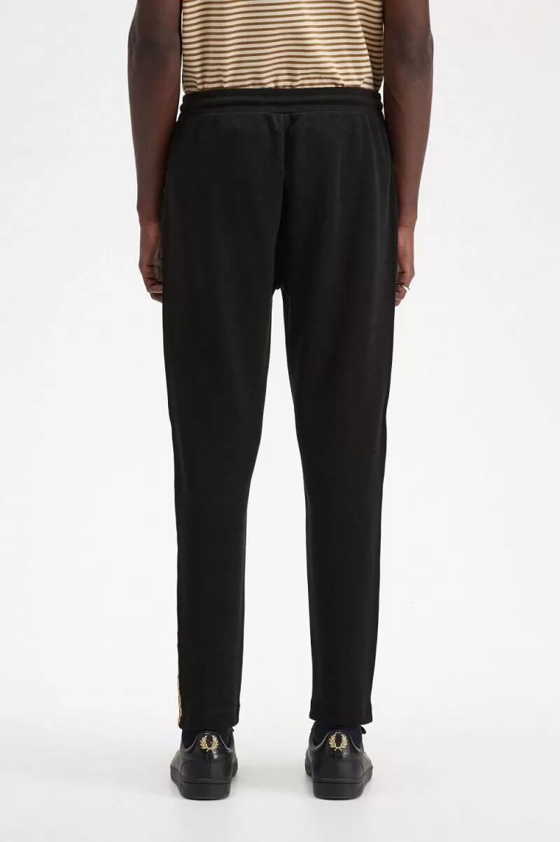 pantaloni da uomo fred perry chequerboard tape track neri