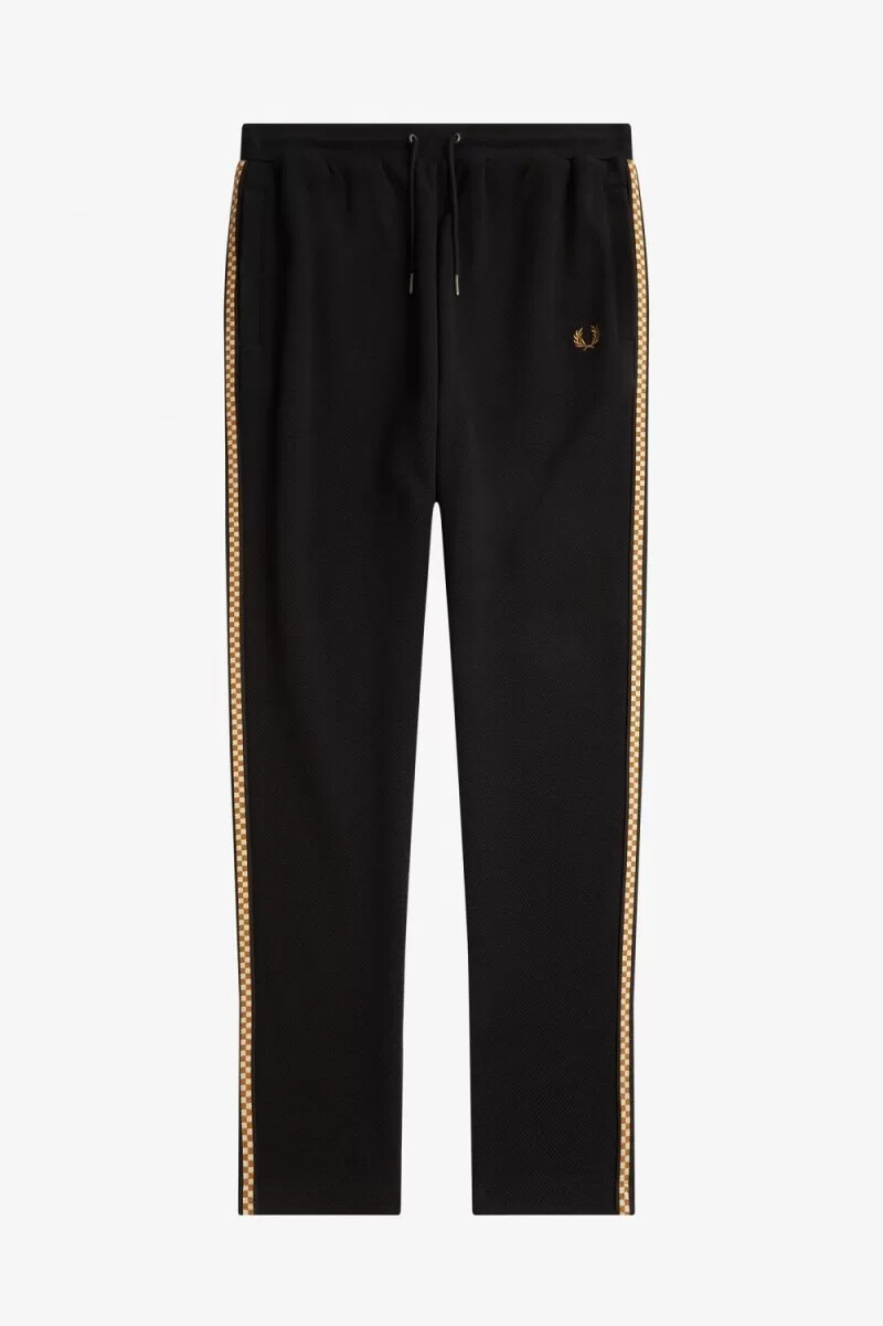 pantaloni da uomo fred perry chequerboard tape track neri