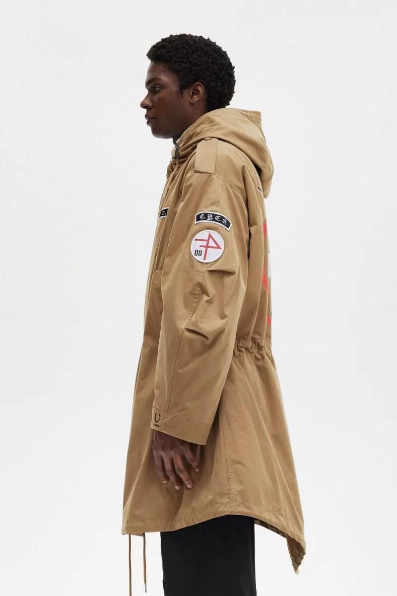 parka stampato da uomo fred perry verde