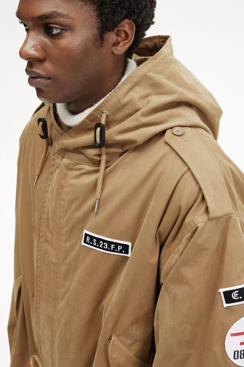 parka stampato da uomo fred perry verde