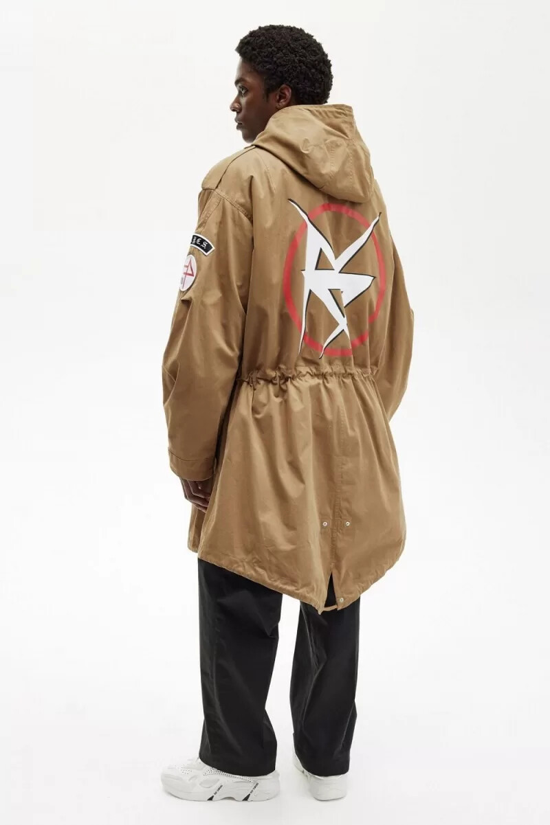 parka stampato da uomo fred perry verde