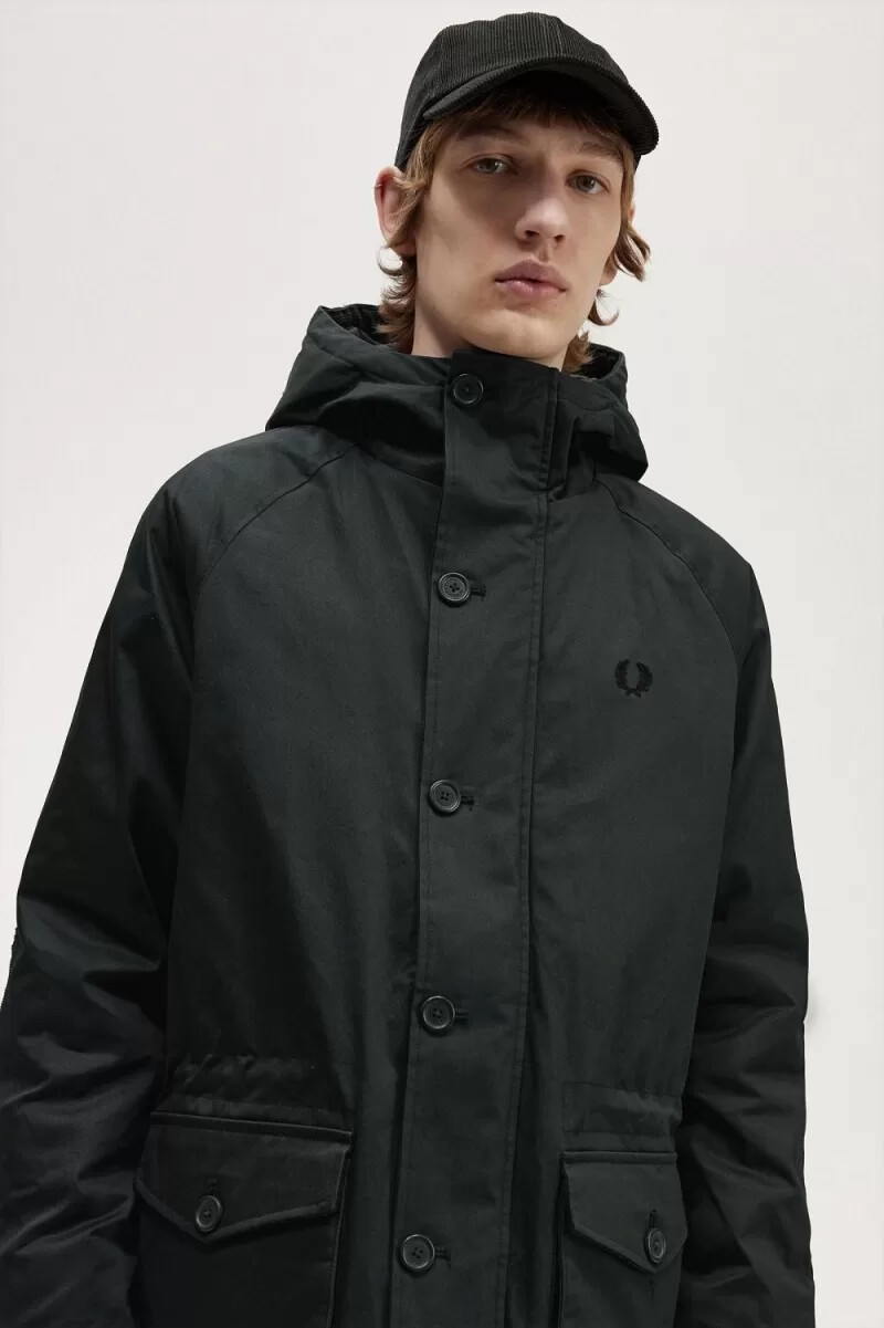 parka corto da uomo fred perry snorkel verde notte
