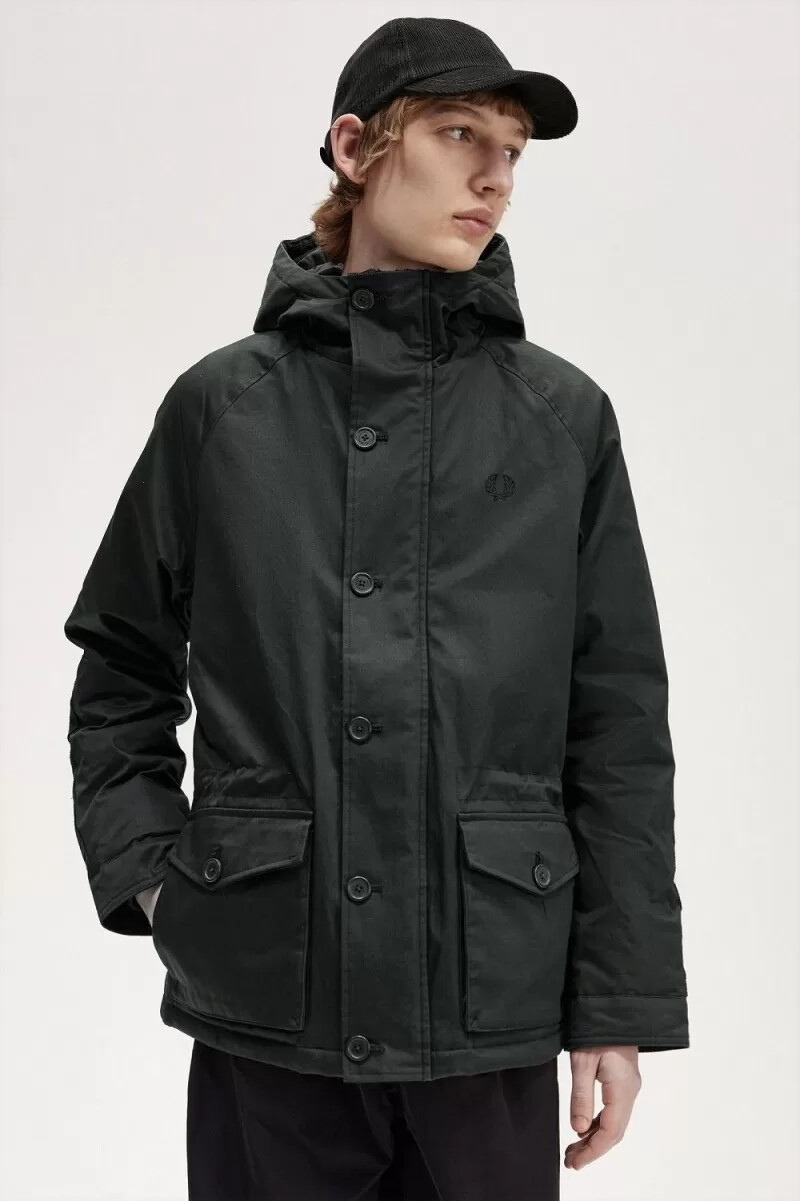 parka corto da uomo fred perry snorkel verde notte
