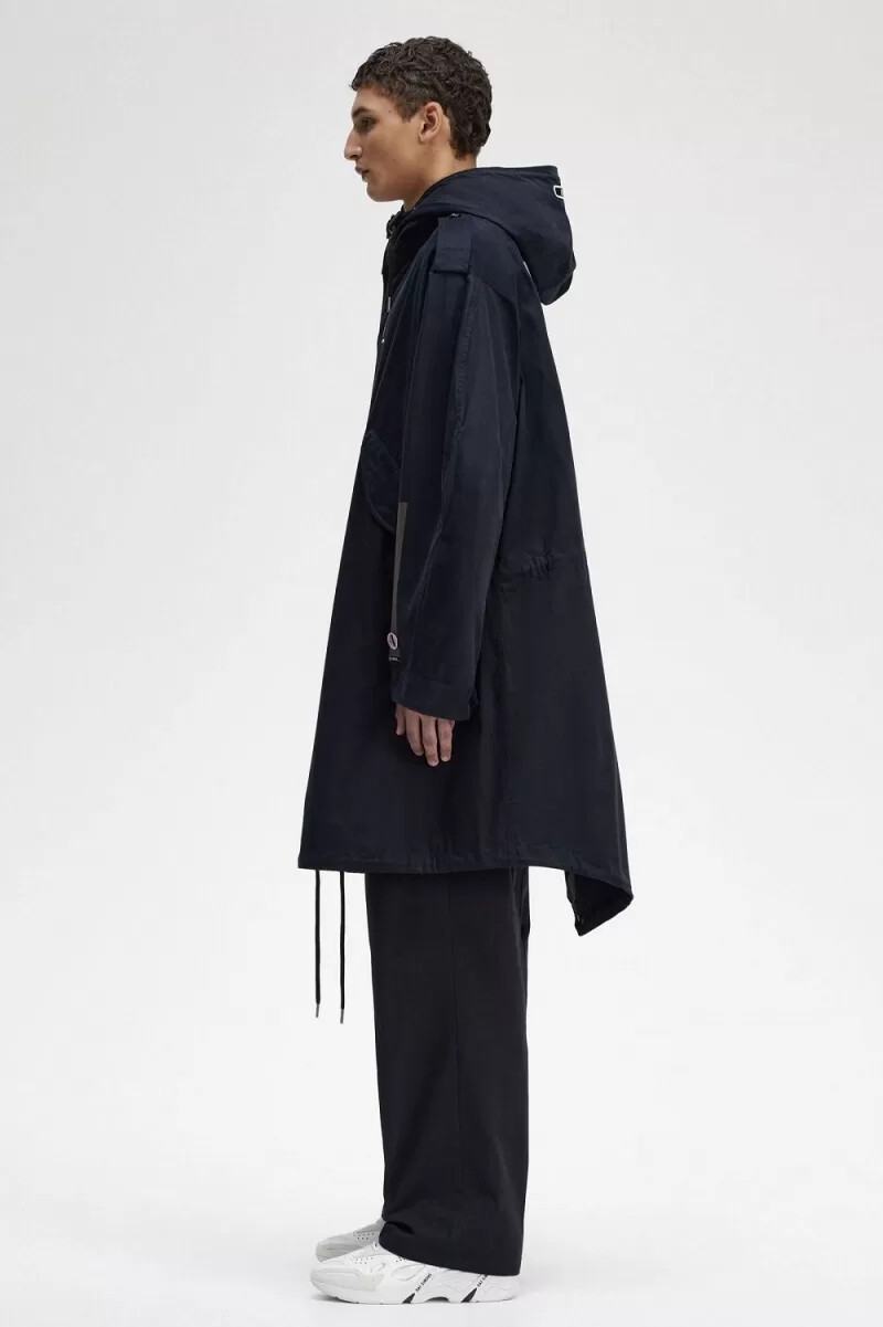 parka da uomo fred perry printed patch nero