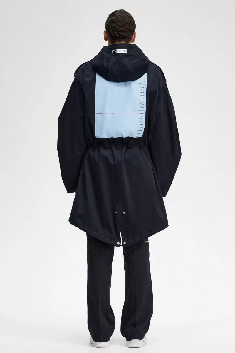 parka da uomo fred perry printed patch nero
