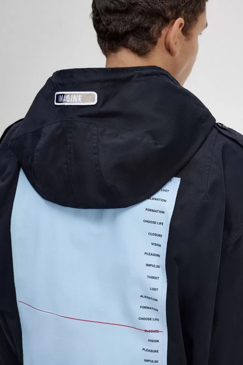parka da uomo fred perry printed patch nero