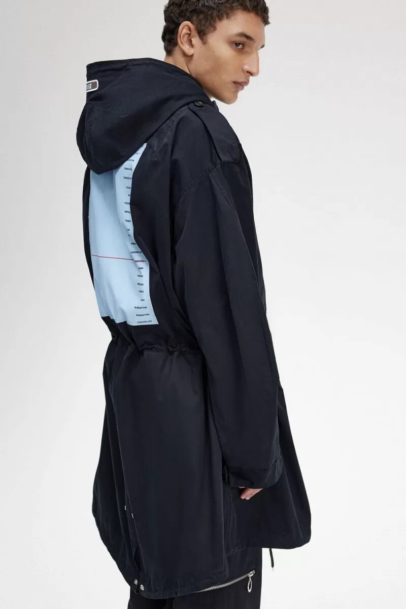 parka da uomo fred perry printed patch nero