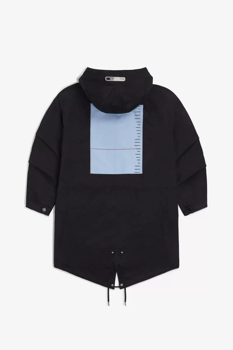parka da uomo fred perry printed patch nero