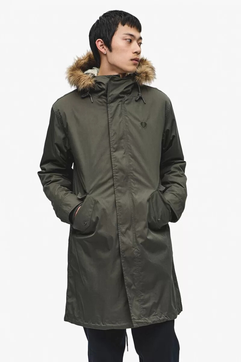 parka da uomo fred perry zip-in liner field green
