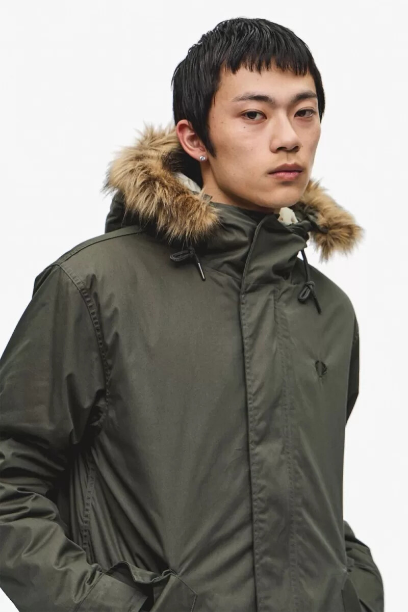 parka da uomo fred perry zip-in liner field green