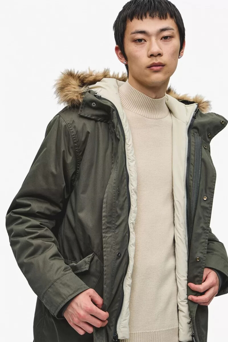parka da uomo fred perry zip-in liner field green