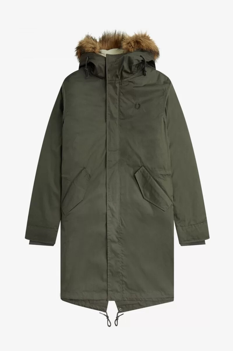 parka da uomo fred perry zip-in liner field green