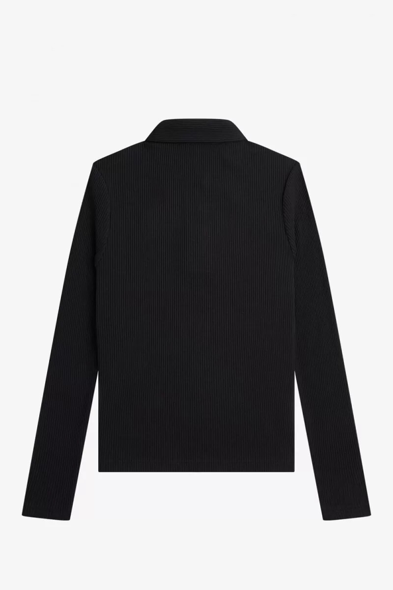 polo a maniche lunghe a coste da donna fred perry nera