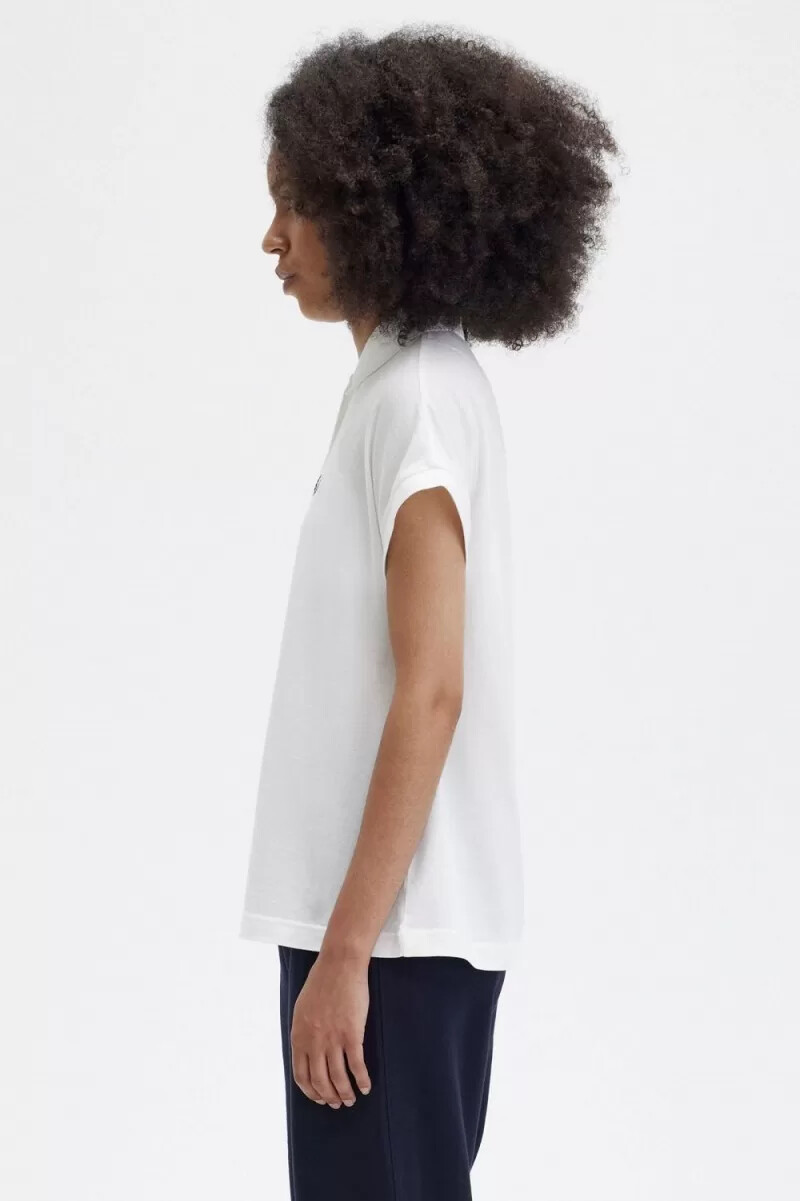 polo da donna fred perry a-line piqué colore bianco neve