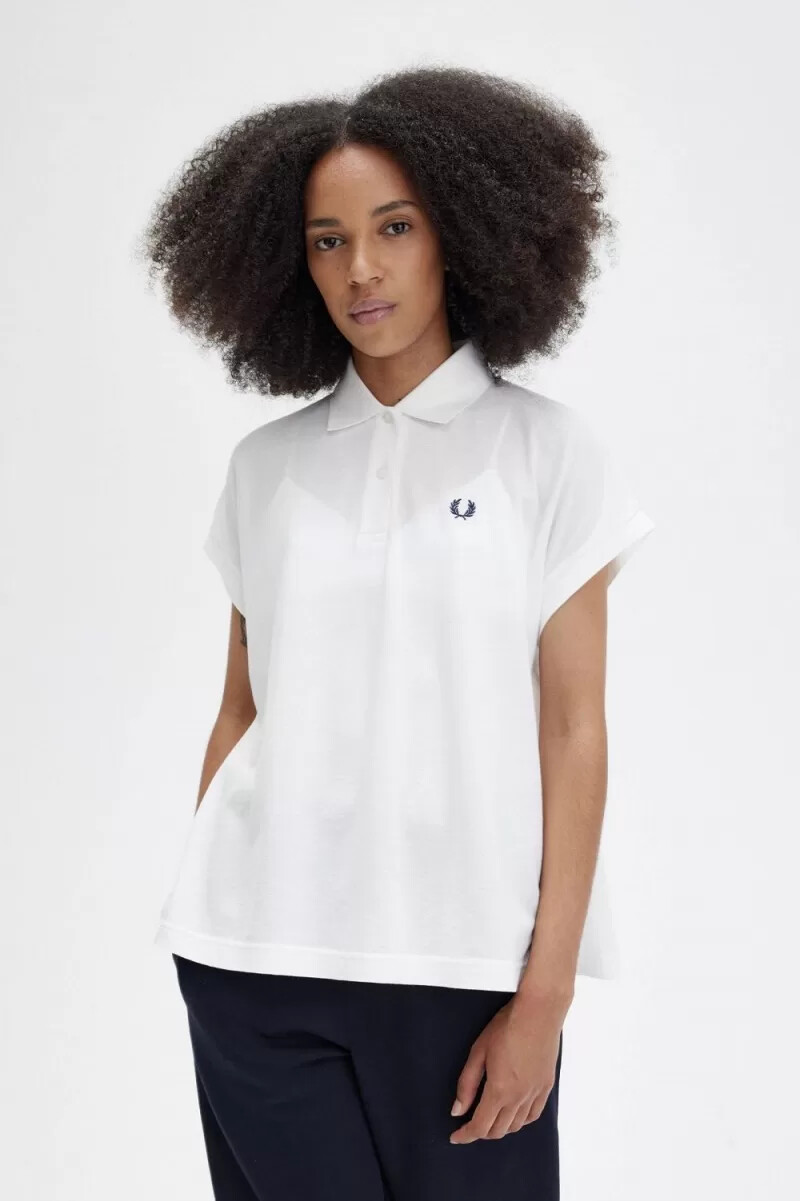 polo da donna fred perry a-line piqué colore bianco neve