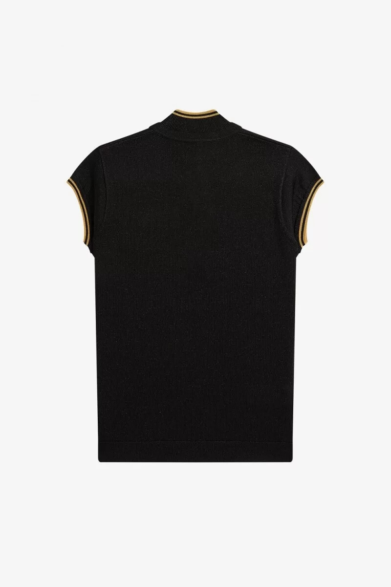 polo da donna in maglia metallizzata fred perry nera