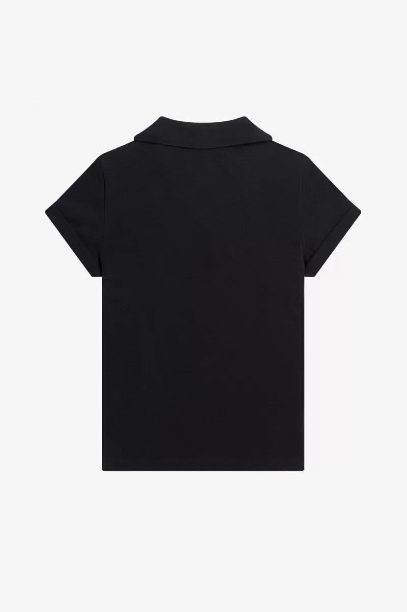 polo da donna in piqué con colletto aperto fred perry nera