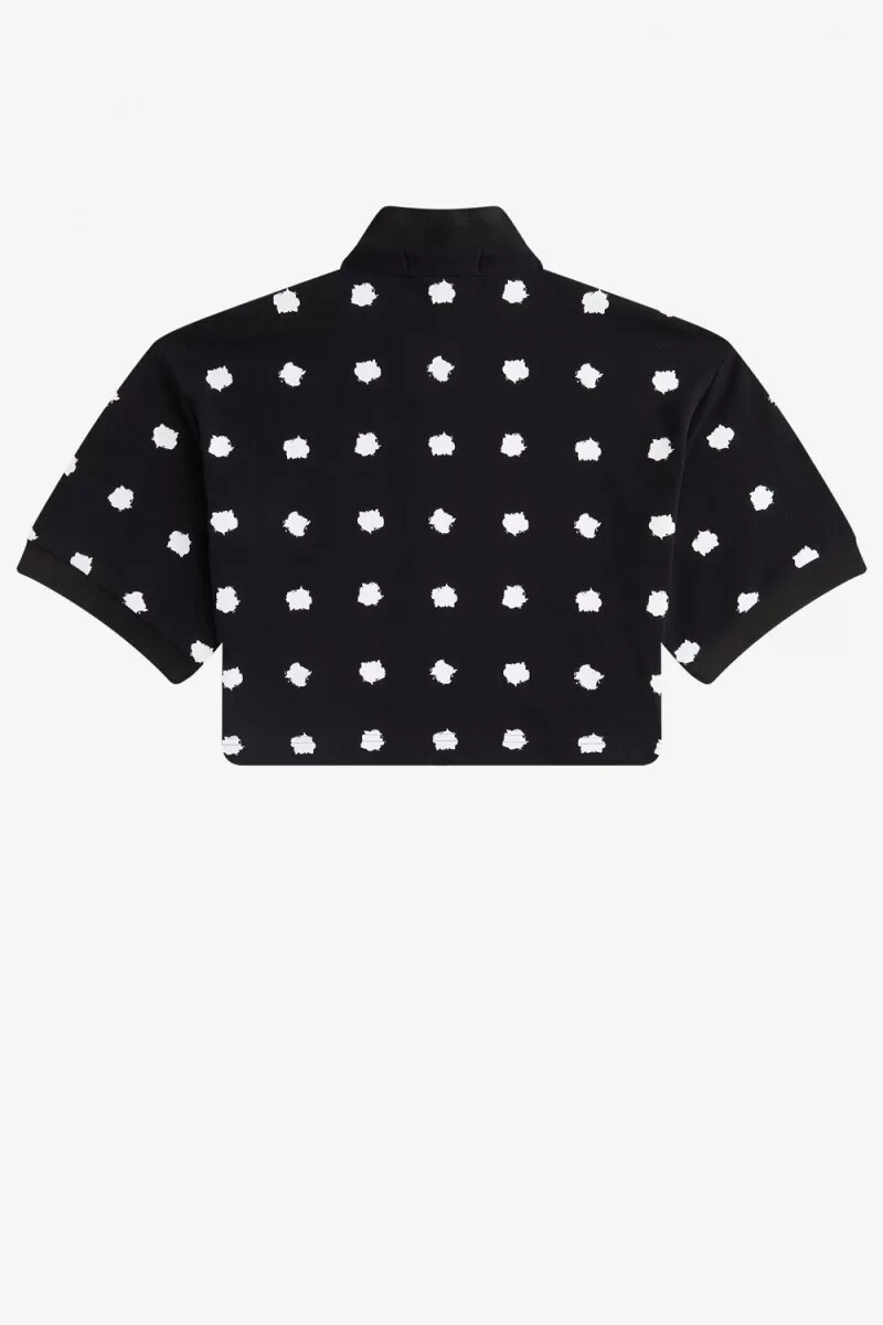 polo da donna in piqué con stampa a pois fred perry nera