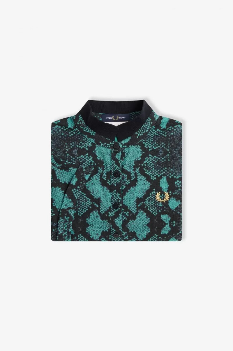 polo da donna fred perry con stampa serpente colore menta intenso