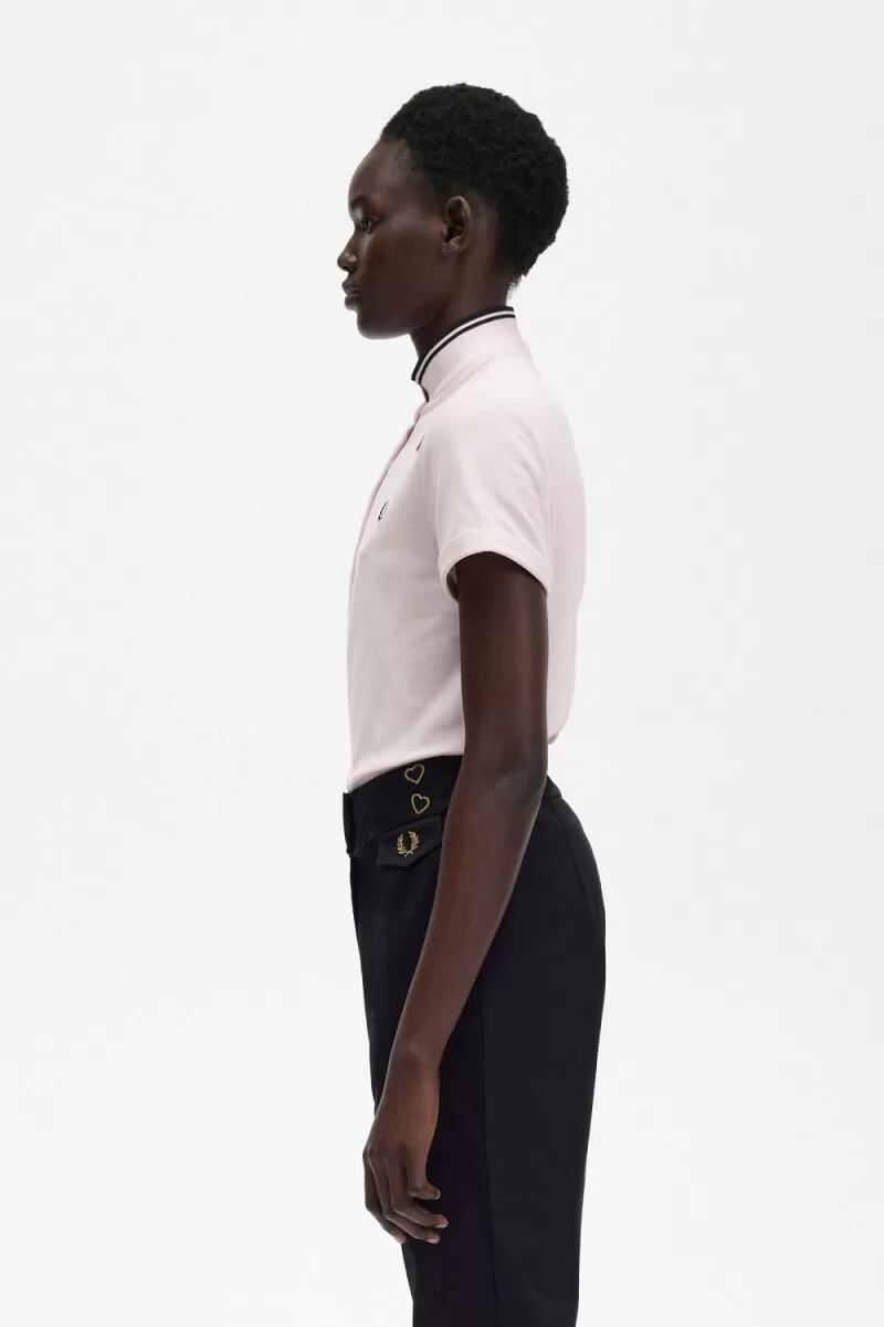 polo da donna fred perry tipped piqué rosa latte
