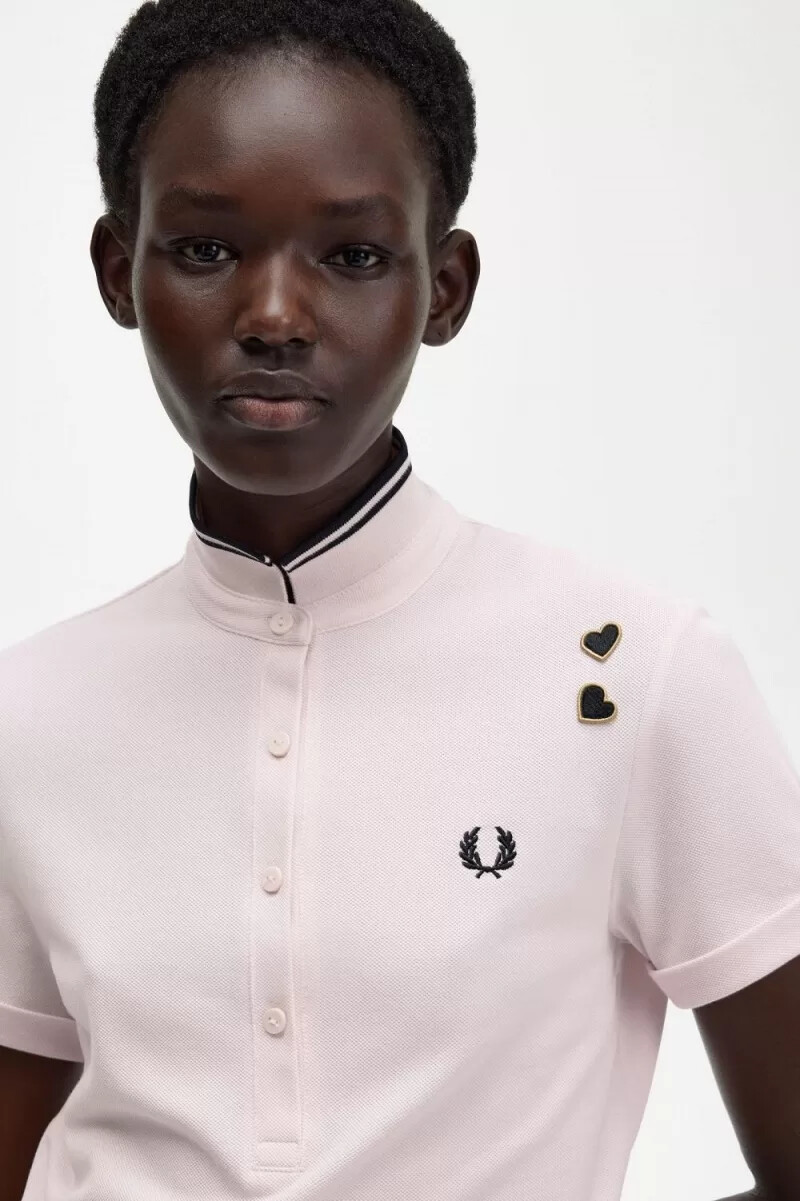 polo da donna fred perry tipped piqué rosa latte