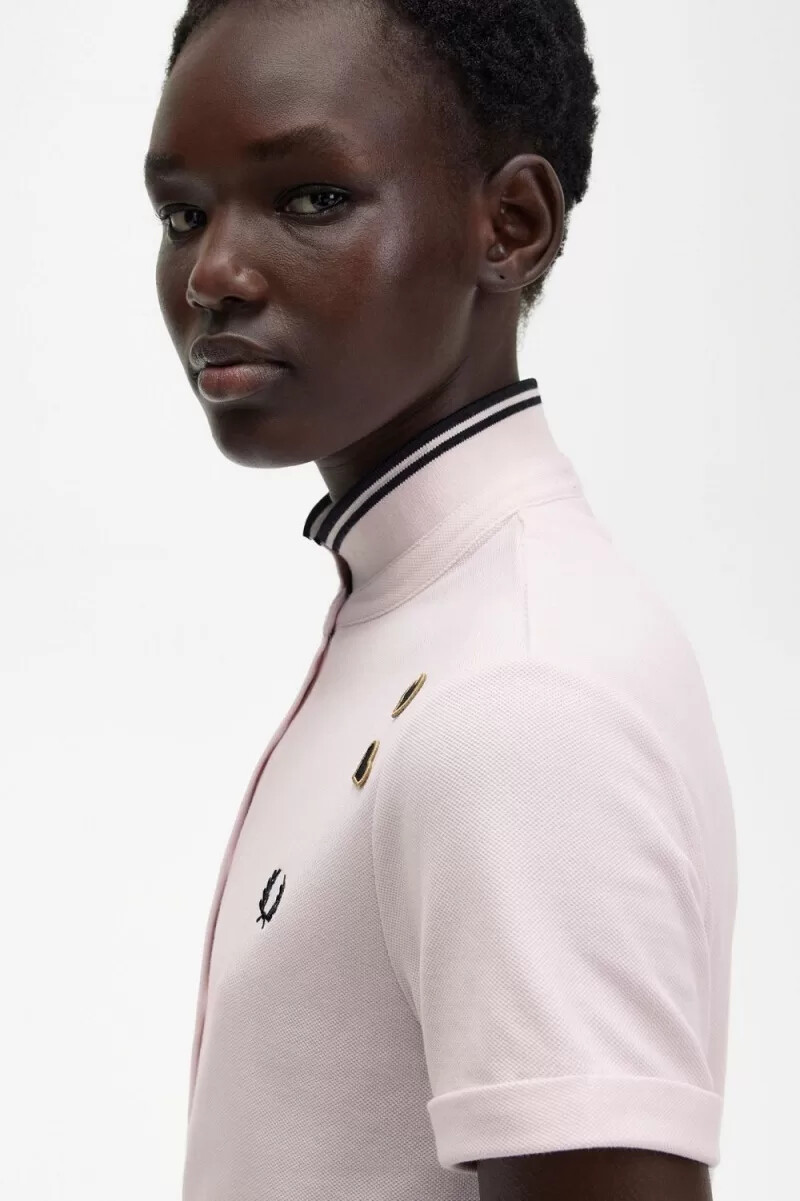 polo da donna fred perry tipped piqué rosa latte
