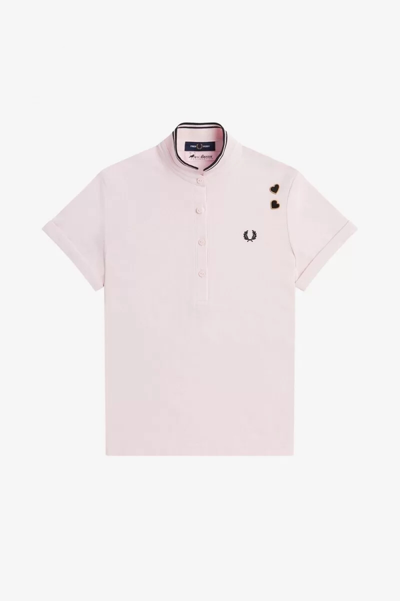 polo da donna fred perry tipped piqué rosa latte