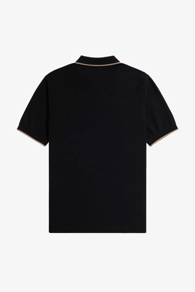 polo da uomo fred perry crepe pique con zip e scollo a v nera