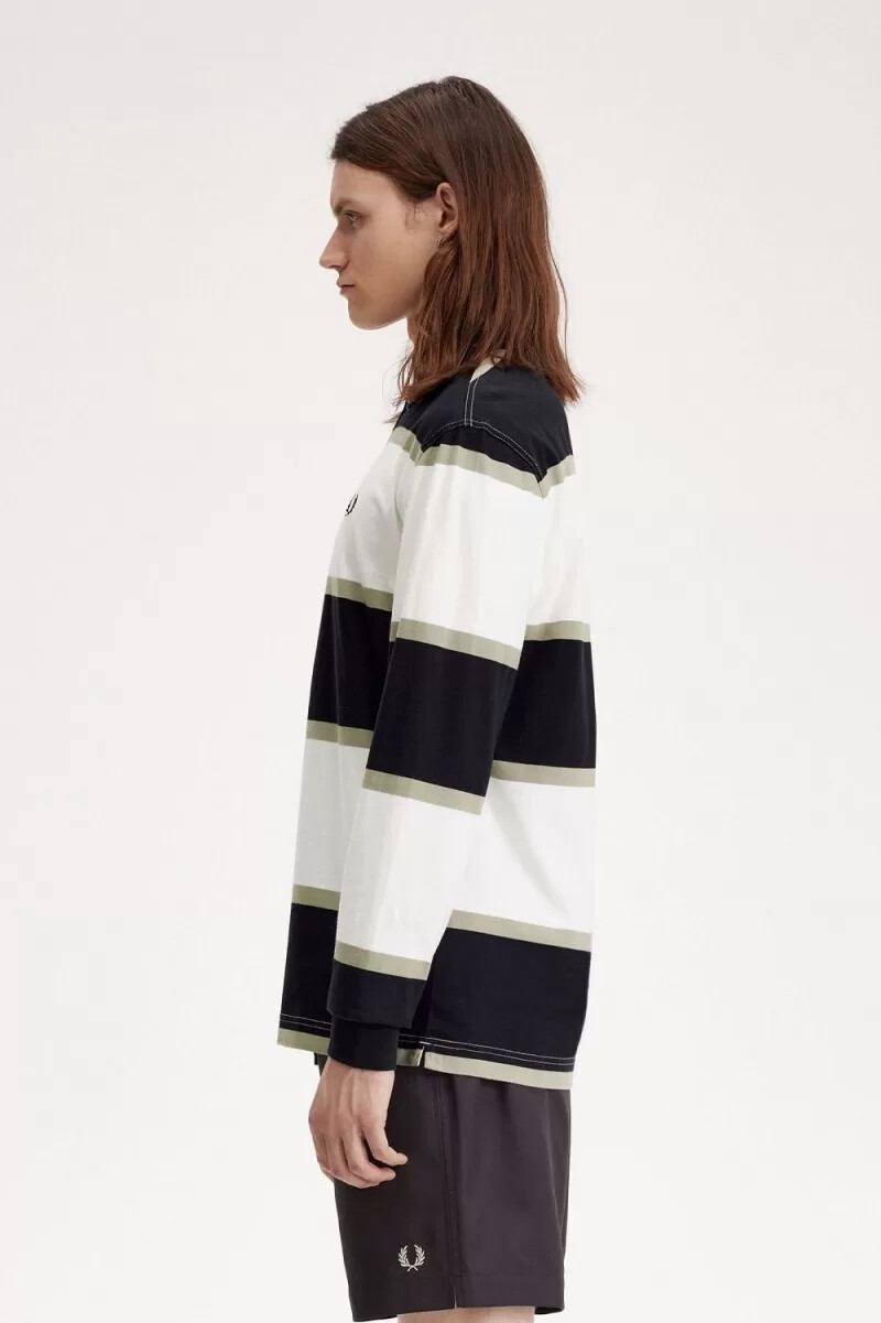 polo da uomo fred perry relaxed stripe colore bianco neve