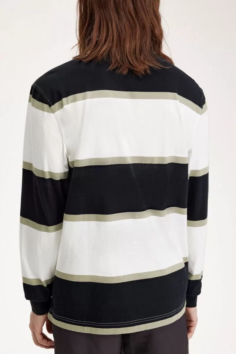 polo da uomo fred perry relaxed stripe colore bianco neve