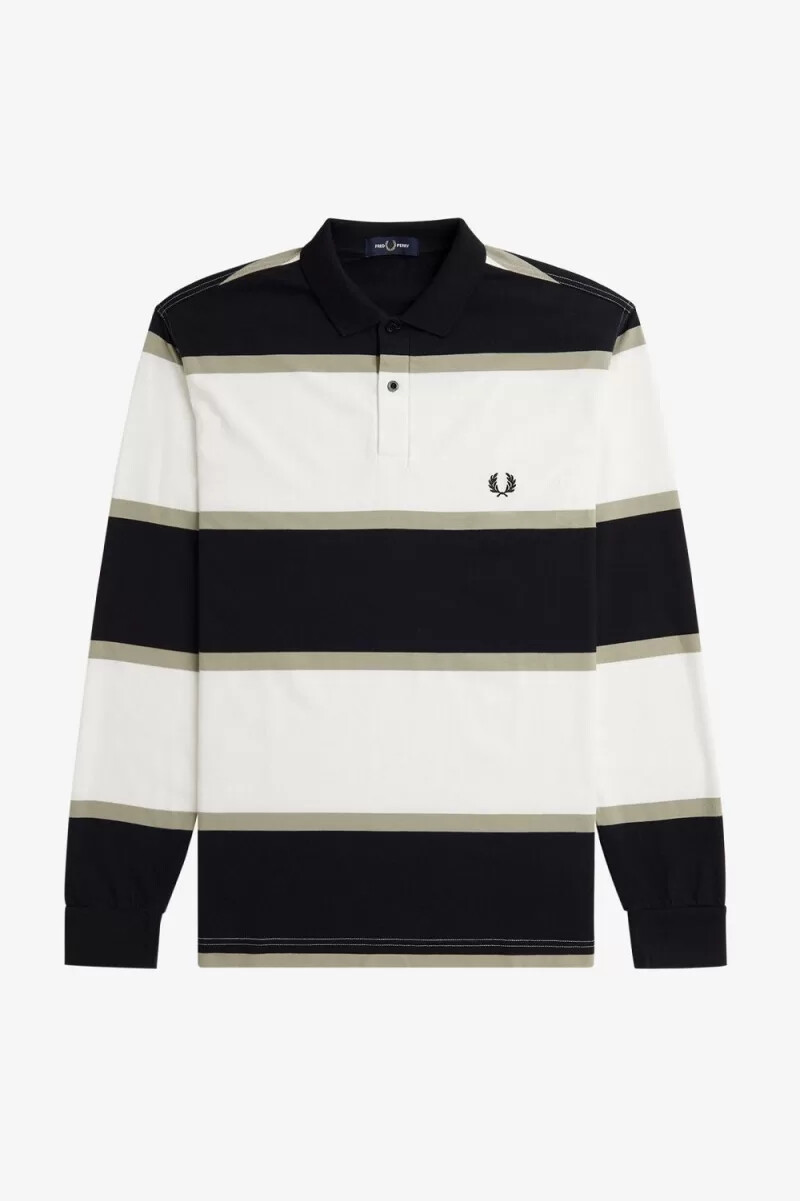 polo da uomo fred perry relaxed stripe colore bianco neve