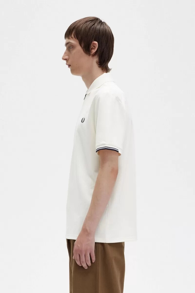 polo da uomo fred perry half zip beige