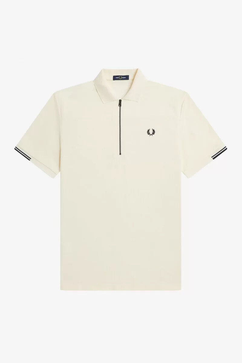 polo da uomo fred perry half zip beige