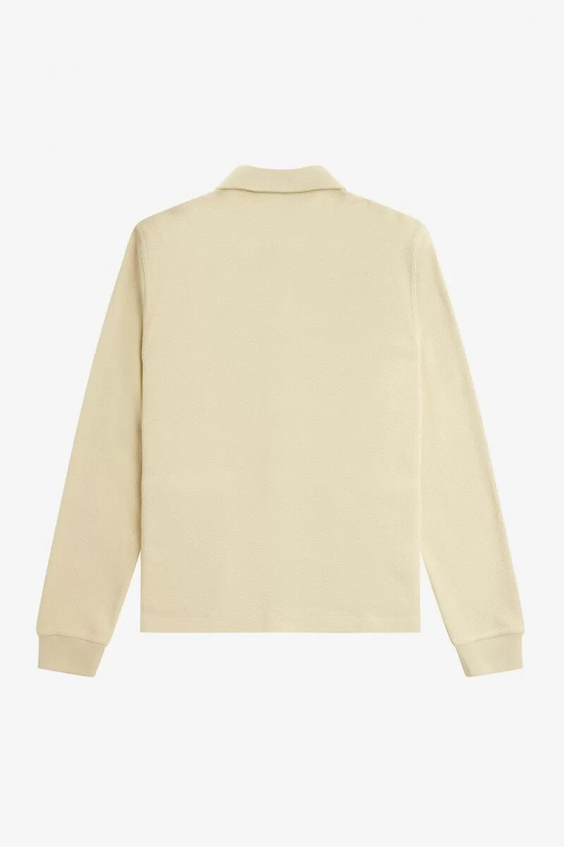 polo da uomo a maniche lunghe con bottoni fred perry color avena