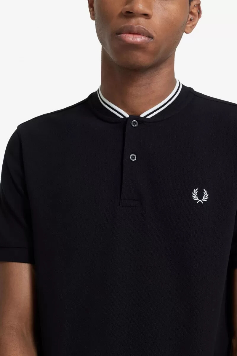 polo da uomo fred perry bomber collar nera