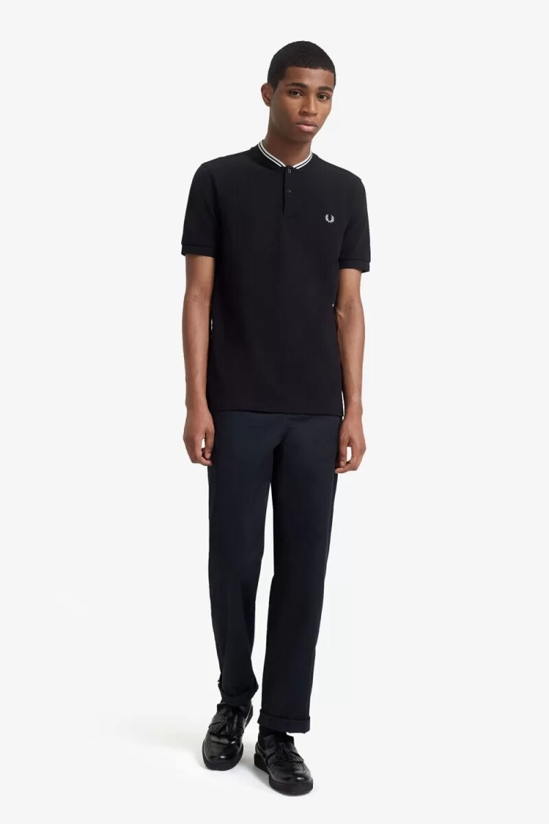 polo da uomo fred perry bomber collar nera