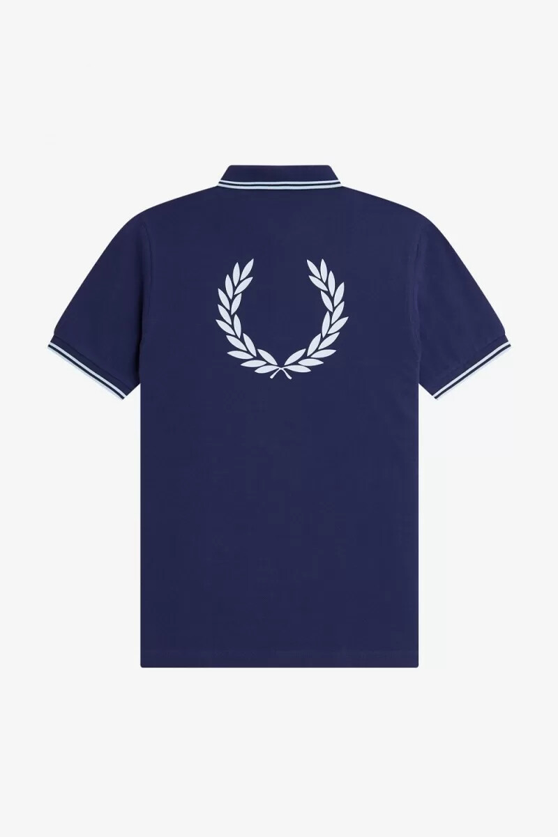 polo da uomo fred perry back graphic blu navy francese