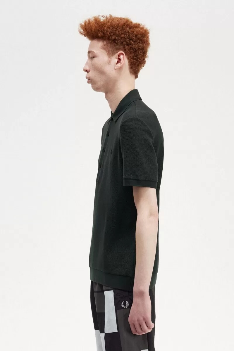 polo da uomo fred perry honeycomb cotton verde notte