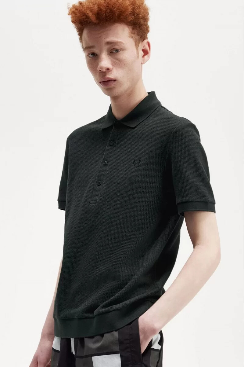 polo da uomo fred perry honeycomb cotton verde notte