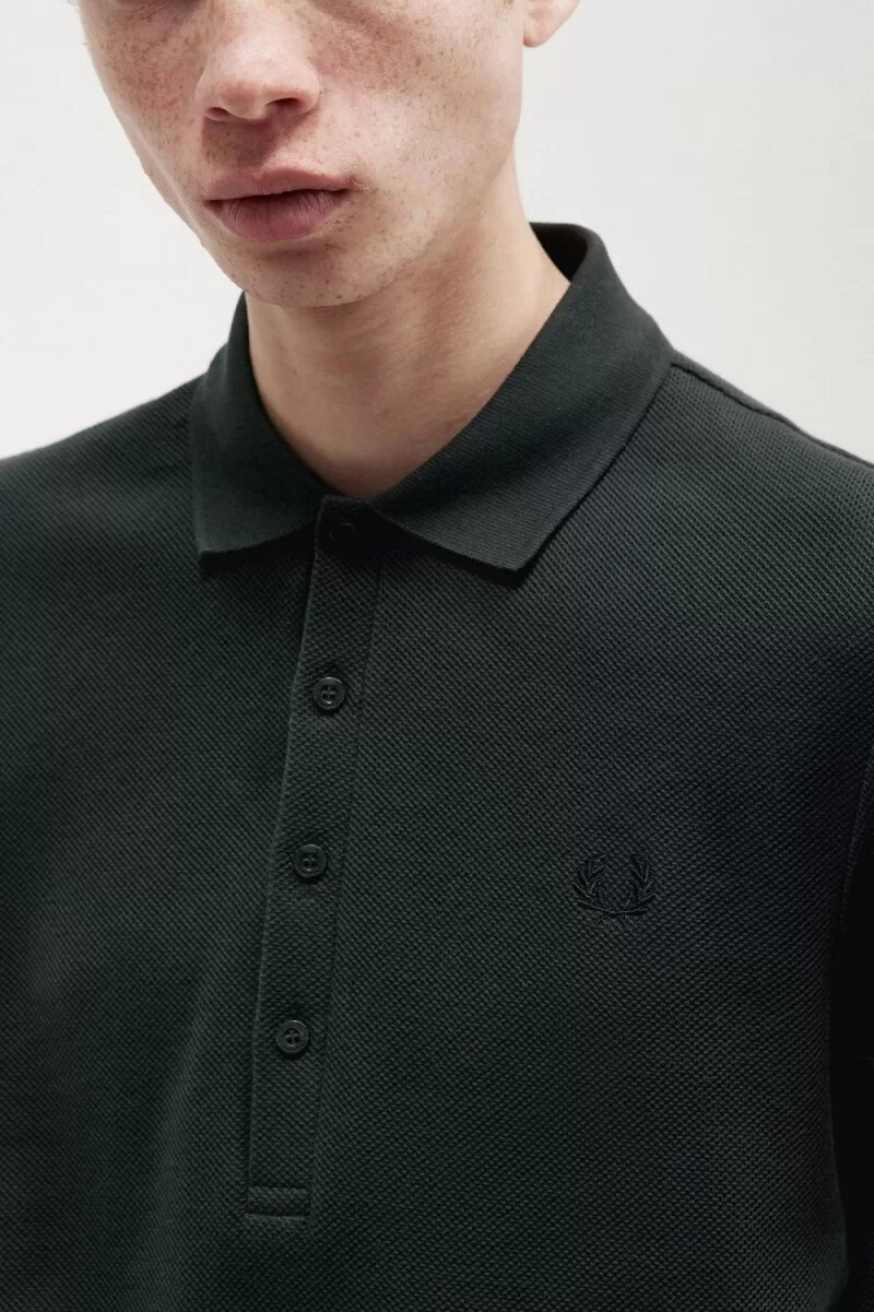 polo da uomo fred perry honeycomb cotton verde notte