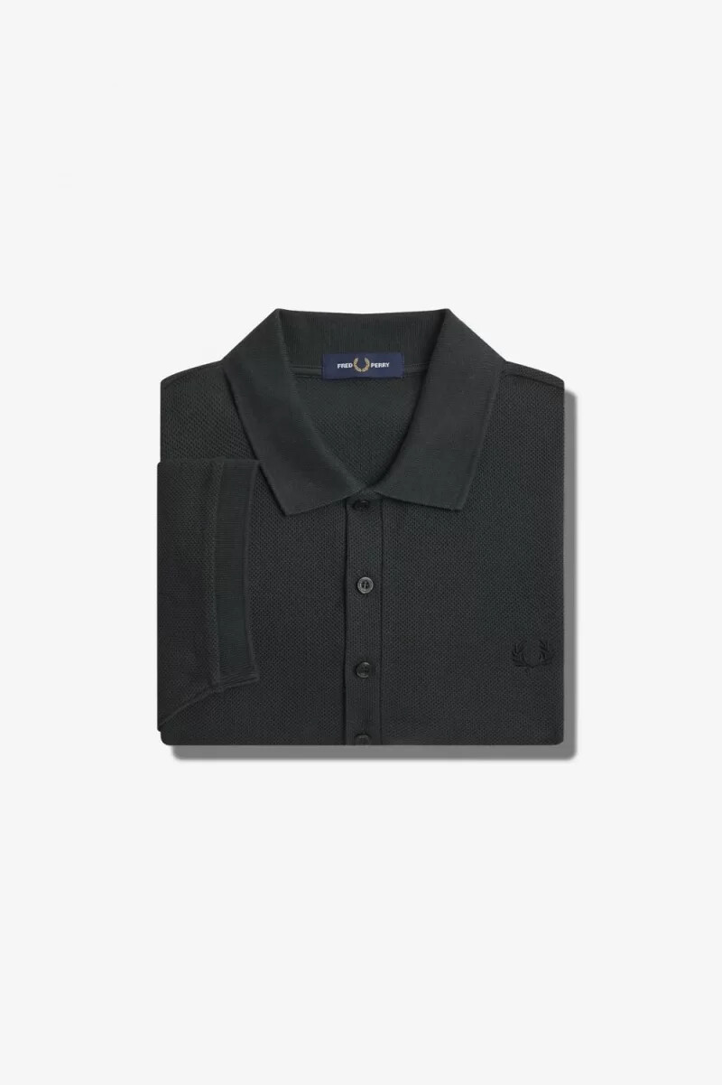 polo da uomo fred perry honeycomb cotton verde notte