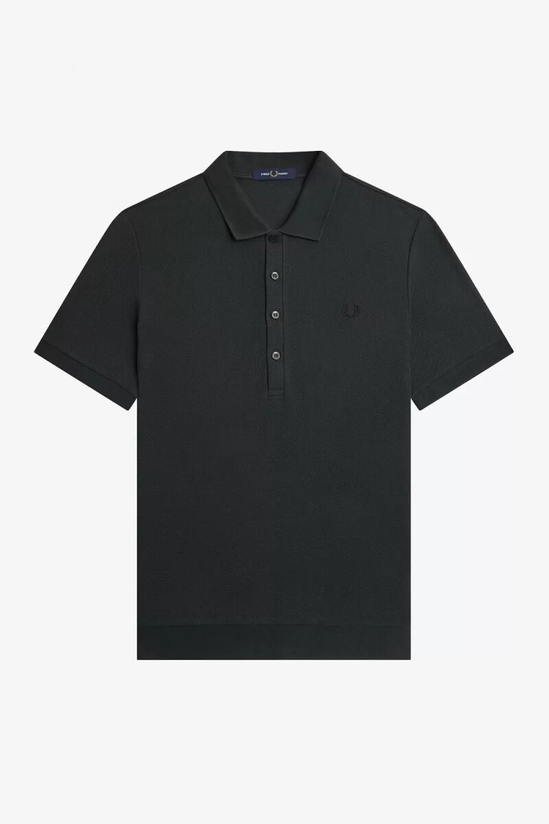 polo da uomo fred perry honeycomb cotton verde notte