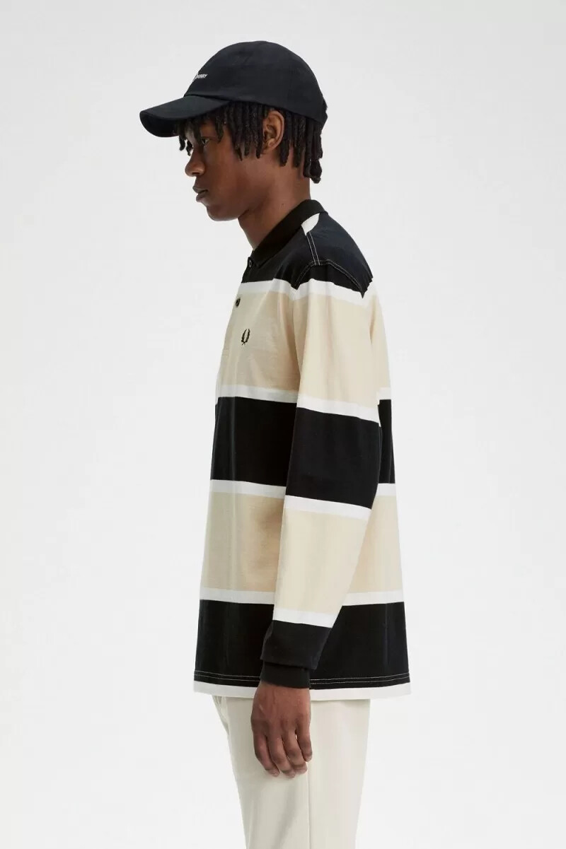 polo da uomo fred perry relaxed stripe color avena