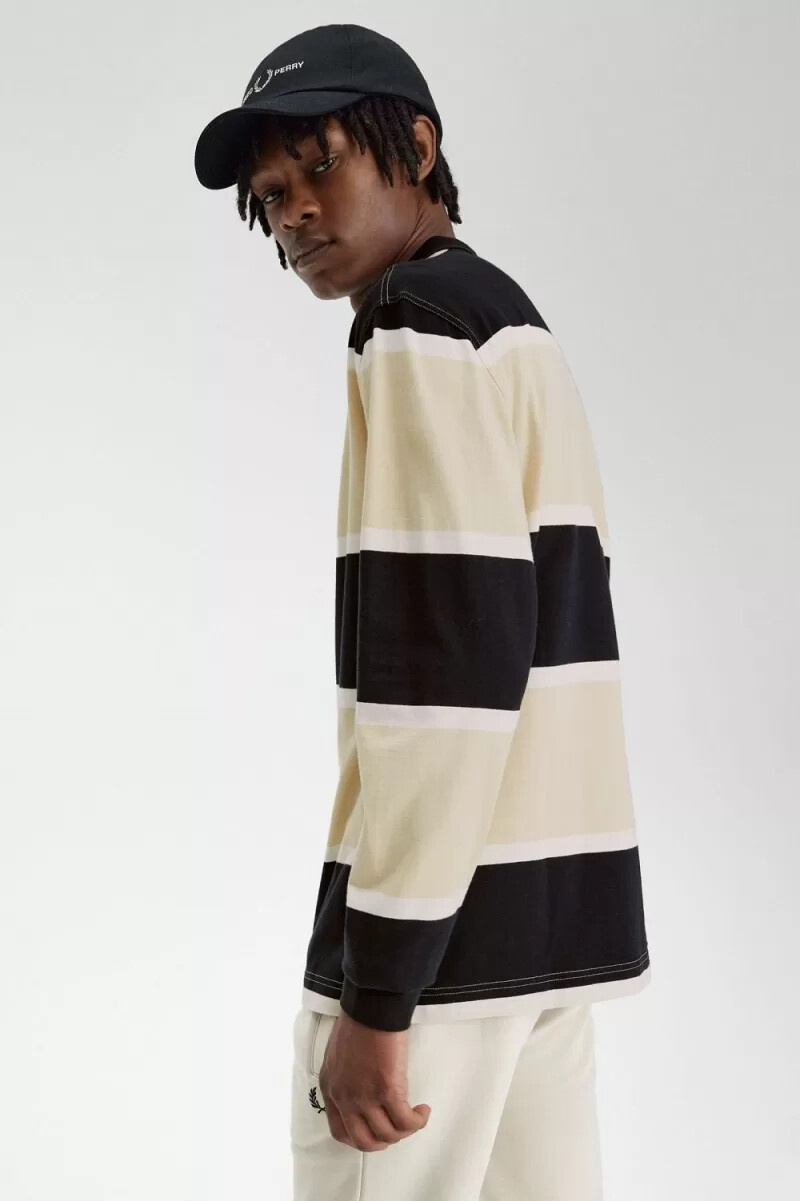 polo da uomo fred perry relaxed stripe color avena