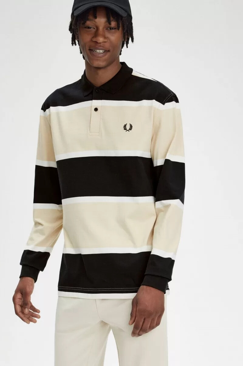 polo da uomo fred perry relaxed stripe color avena